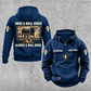 Bull Rider Once and Always Vintage Hoodie in Dark Blue, front and back views with sample text CUSTOM NAME and SINCE 2000.
