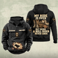 Bull Rider Never Ends Vintage Hoodie in Black, front and back views with sample text CUSTOM NAME and SINCE 2000.