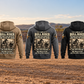 Five complete back views of the Bull Rider Skills and Pride Vintage Hoodie in Military Green, Kaki, Dark Gray, Black and Dark Blue, arranged separately in an empty rodeo arena with coiled equipment at rest.