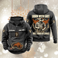 Bull Rider By Choice Vintage Hoodie in Dark Gray, front and back views with sample text CUSTOM NAME and SINCE 2000, cowboy-and-rope back artwork, hat-and-bull sleeve symbols and lower-front bull motif.