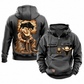 Bull Rider Ready Every Day Portrait Vintage Hoodie in Dark Gray, front and back views with sample text CUSTOM NAME and SINCE 2000, compact upper bull panel and larger kneeling rider illustration.