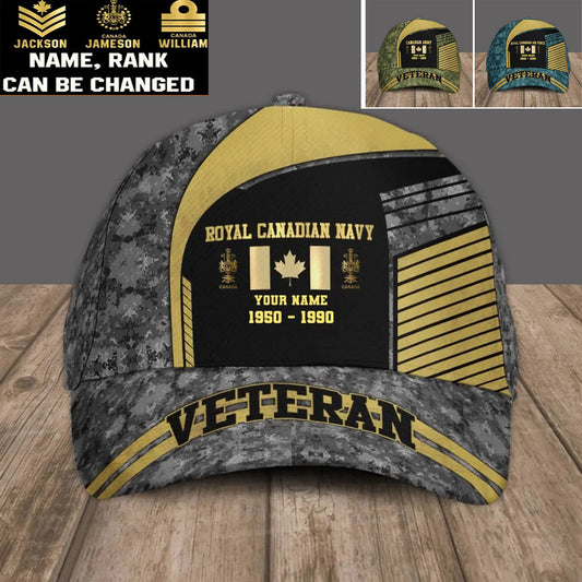 Personalized Rank, Year And Name Canadian Soldier/Veterans Camo Baseball Cap Veteran- 17109792
