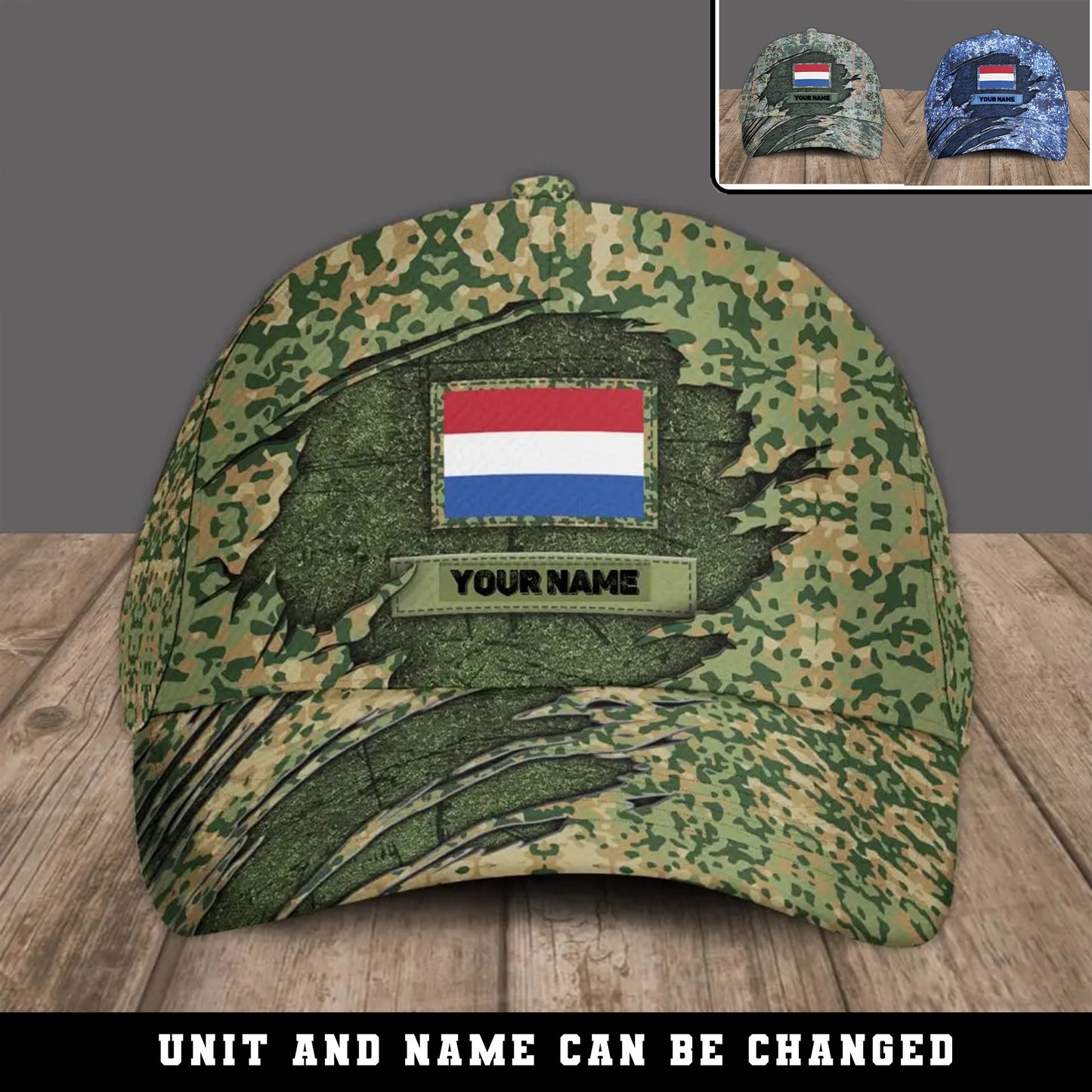 Casquette de baseball camouflage personnalisée pour soldat/vétéran des Pays-Bas - 1605230001 - D04