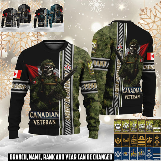 Personalized Canada Soldier/Veteran Camo with Name and Rank Ugly Sweater All Over Printed - 17616960