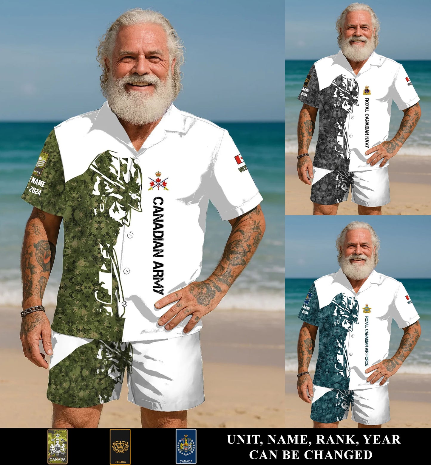 Personalized Canada Soldier/ Veteran Camo With Rank, Name And Year Combo Hawaii Shirt + Short 3D Printed - 17262720