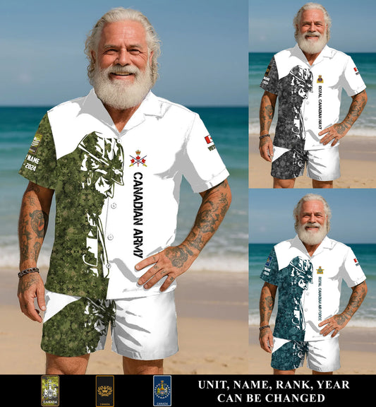 Personalized Canada Soldier/ Veteran Camo With Rank, Name And Year Combo Hawaii Shirt + Short 3D Printed - 17262720