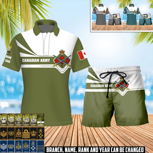 Personalized Canada Soldier/Veteran with Rank, Year And Name Combo Polo + Short - 17462304