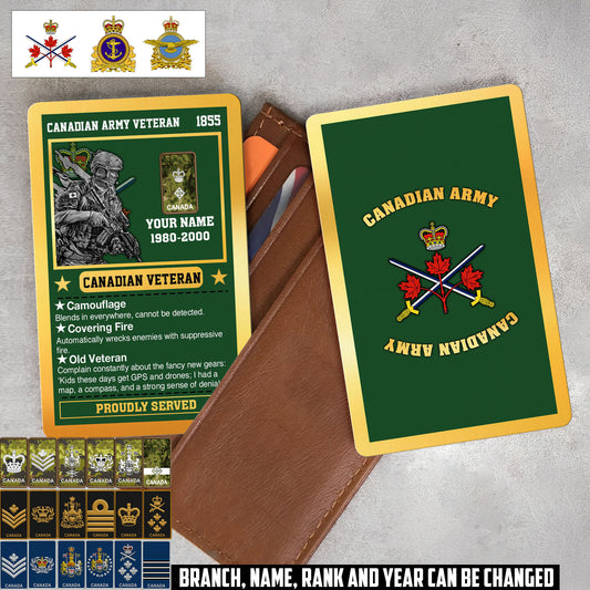 Personalized Canada Soldier/ Veteran With Rank, Name And Year Aluminum Wallet Card - 17508096