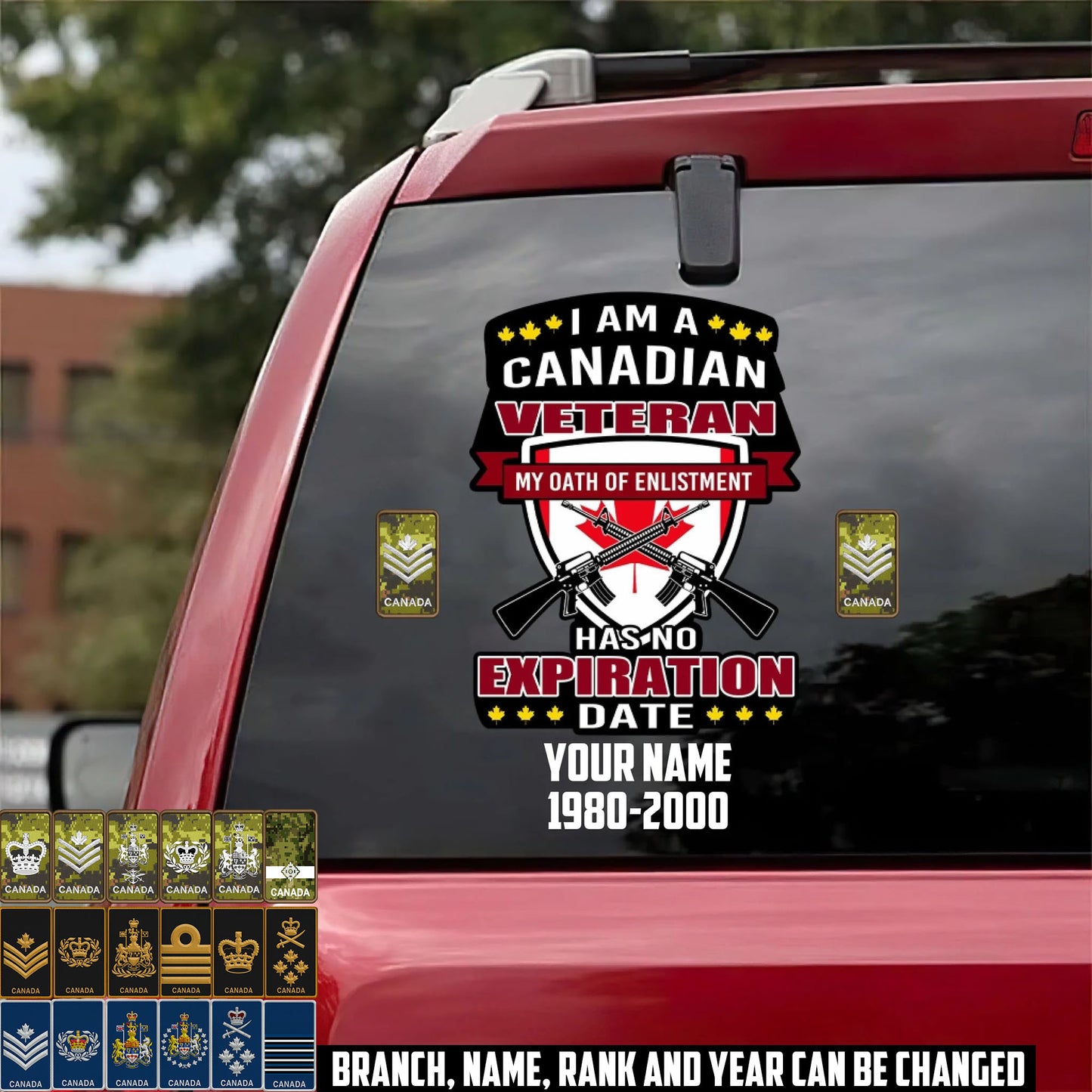 Personalized Name Rank And Year Canada Veteran/Soldier Car Decal Printed - 17489952
