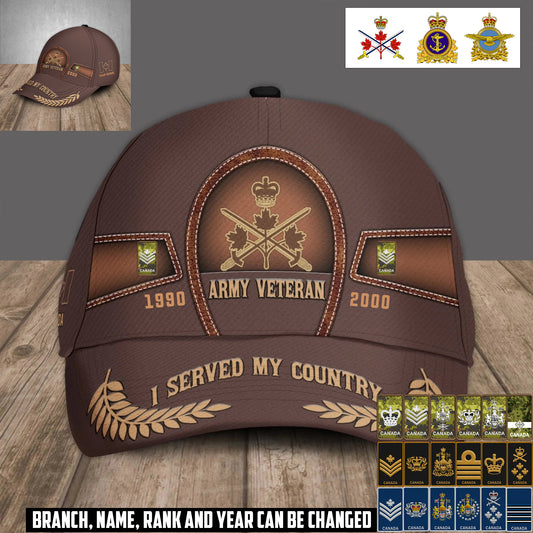 Personalized Name, Year & Rank  Canada Soldier/Veterans Baseball Cap - 1759795207