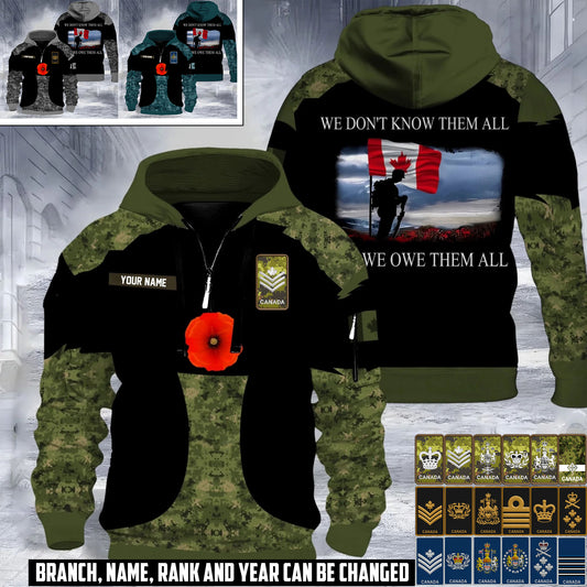 Personalized Canada Soldier/ Veteran With Rank And Name 3D Half-zip Hoodie - 17527104