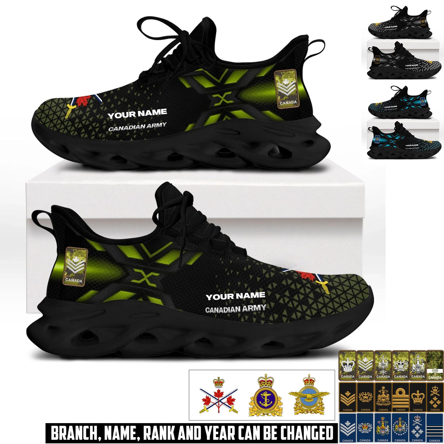 Personalized Canada Soldier/ Veteran With Name And Rank Men Sneakers - 17592768