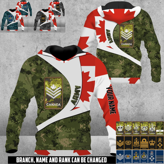 Personalized Canada Soldier/Veteran Camo with Name & Rank Hoodie All Over Printed - 17675712