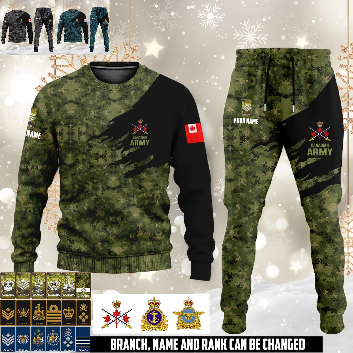 Canadian camouflage Sweater + Jogger – personalized with Name & Rank - 17474400