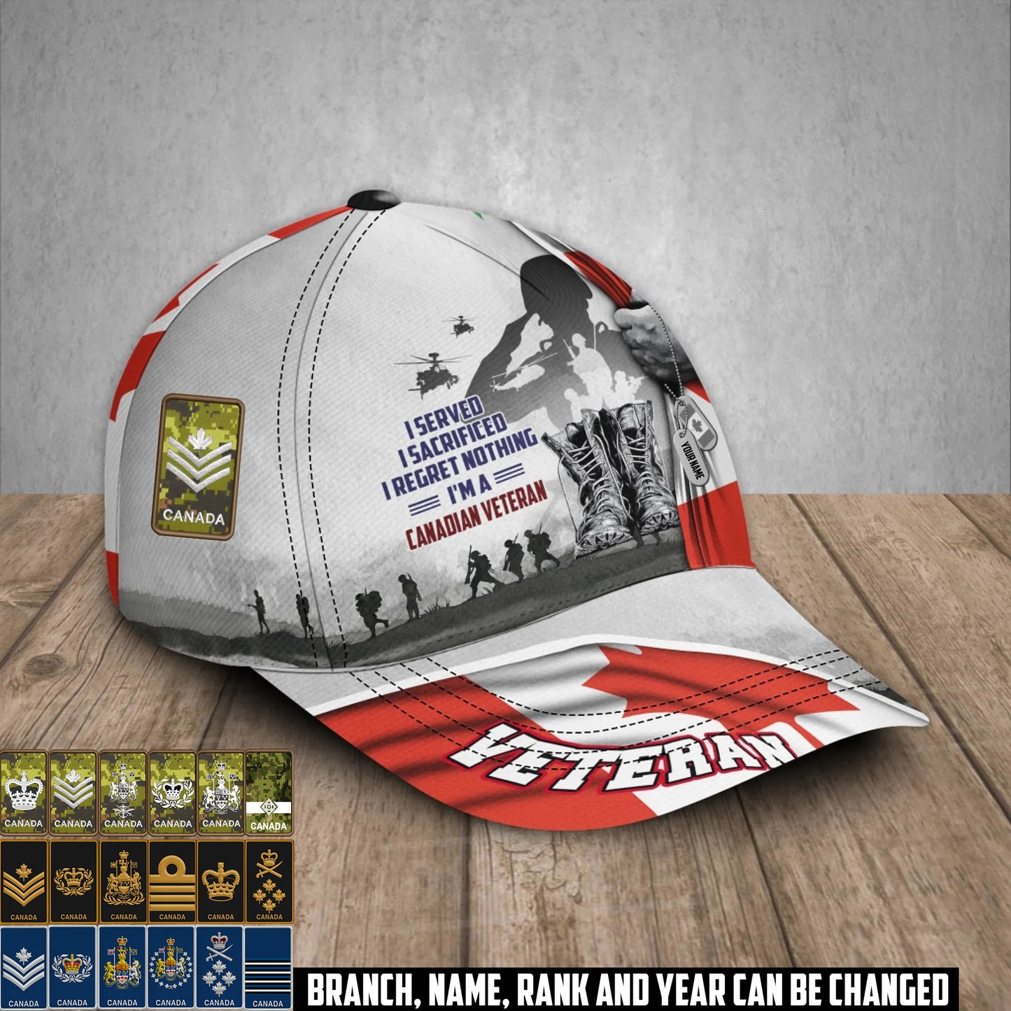 Personalized Rank And Name Canada Soldier/Veterans Baseball Cap - 1759795201