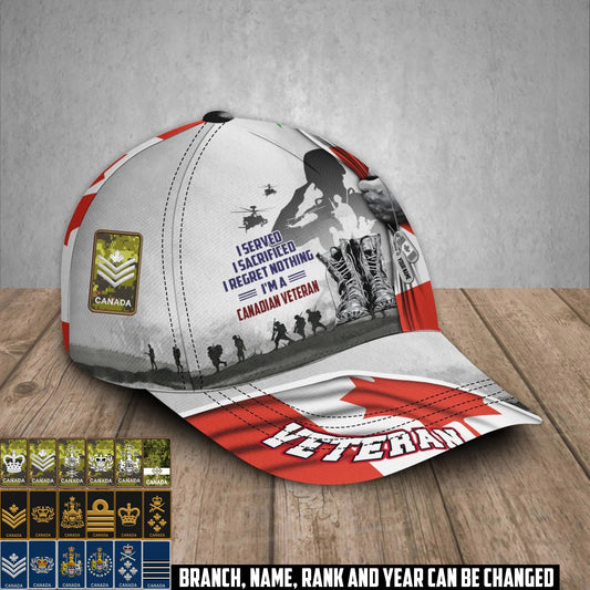Personalized Rank And Name Canada Soldier/Veterans Baseball Cap - 1759795201