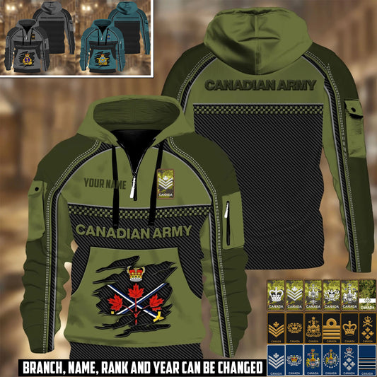 Personalized Canada Soldier/ Veteran With Rank And Name 3D Half-zip Hoodie - 17506368