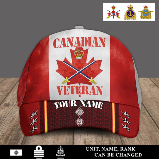 Personalized Name & Rank Canada Soldier/Veterans Baseball Cap - 1760054405
