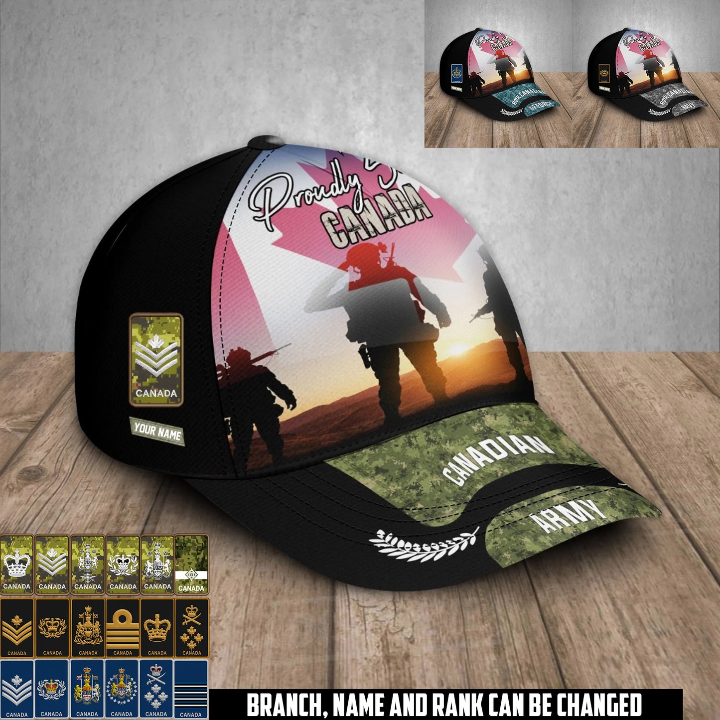 Personalized Rank And Name Canada Soldier/Veterans Baseball Cap - 17680032