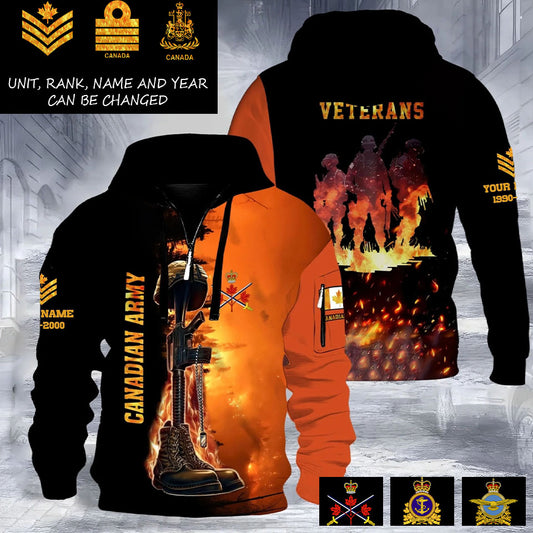 Personalized Canada Soldier/ Veteran With Rank, Year And Name 3D Half-zip Hoodie - 17509824
