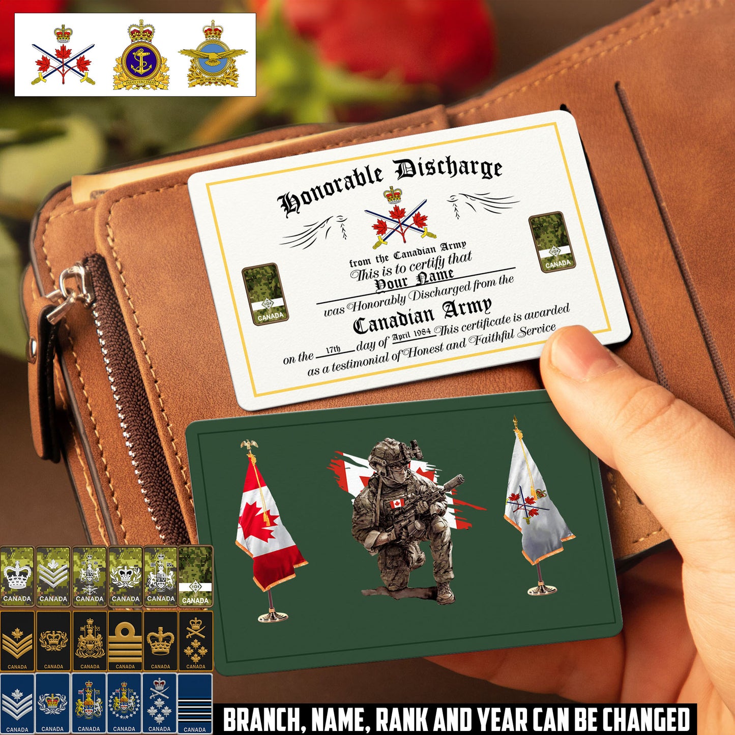 Personalized Canada Soldier/ Veteran With Rank, Name And Year Aluminum Wallet Card - 17503776