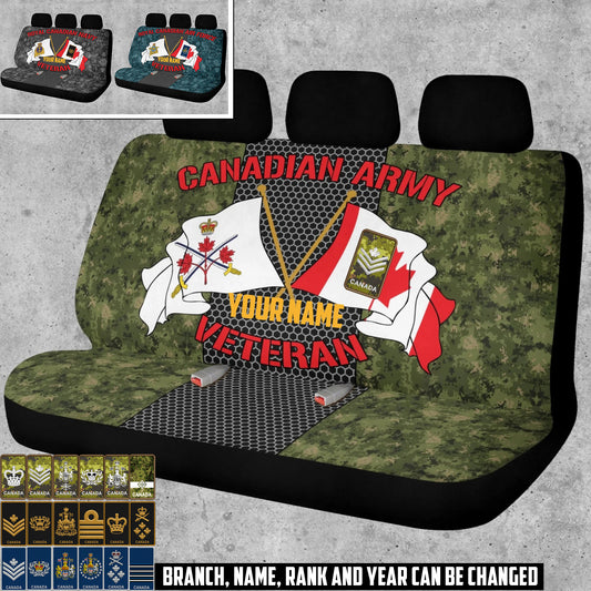Personalized Canada Soldier/ Veteran With Name And Rank Car Back Seat Cover Set (with foaming) - 17490816