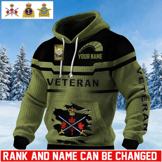 Personalized Canada Soldier/ Veteran With Rank And Name 3D Waffle Hoodie - 17695584