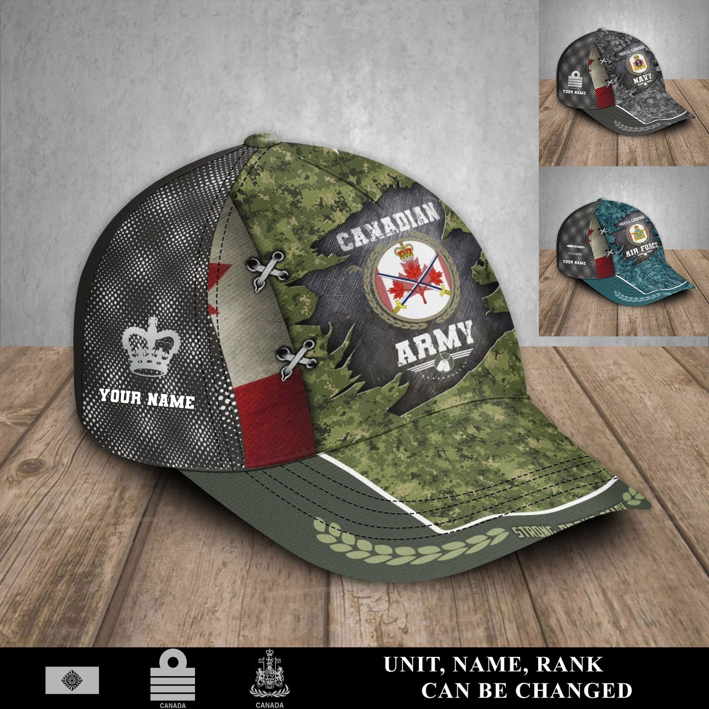 Personalized Name & Rank Canada Soldier/Veterans Baseball Cap - 1760054407