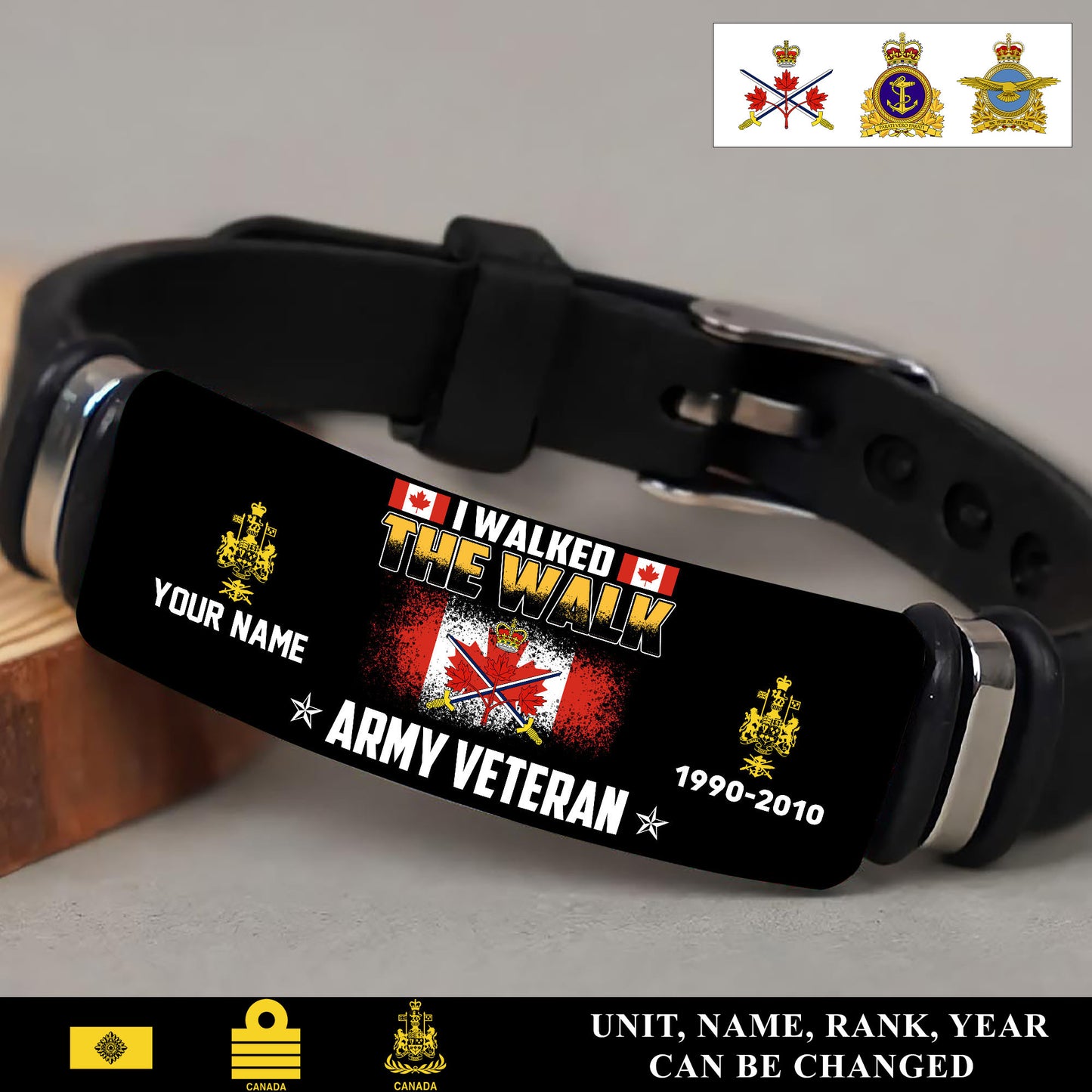 Personalized Canada Soldier/ Veteran With Rank, Name And Year Bracelet - 17521056