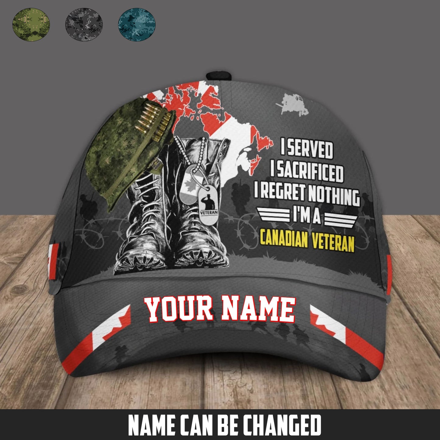 Personalized Name Canada Soldier/Veterans Baseball Cap - 1759795203