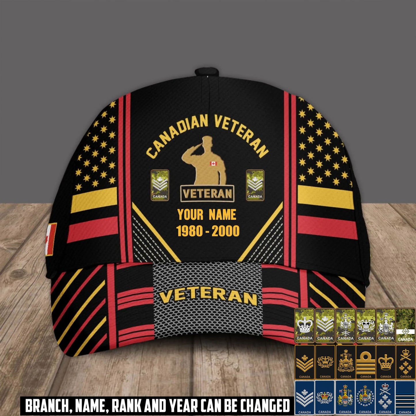 Personalized Rank, Year And Name Canada Soldier/Veterans Baseball Cap - 1759708804