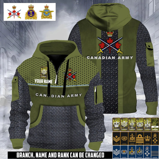 Personalized Canada Soldier/ Veteran With Rank And Name 3D Half-zip Hoodie - 17693856