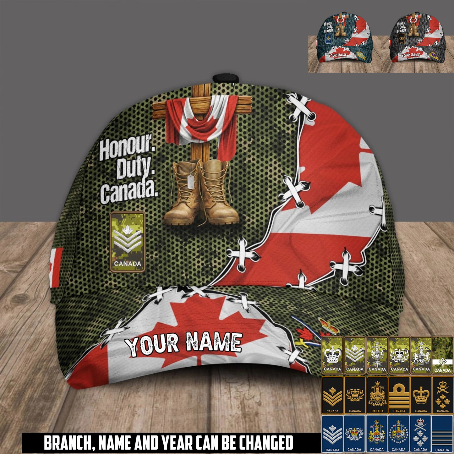 Personalized Rank And Name Canada Soldier/Veterans Baseball Cap - 17684352