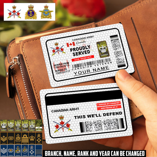Personalized Canada Soldier/ Veteran With Rank, Name And Year Aluminum Wallet Card - 17470944