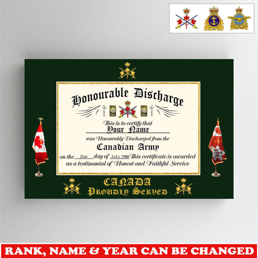 Personalized Canada Soldier/Veteran with Rank, Name & Year Canvas - 17739648