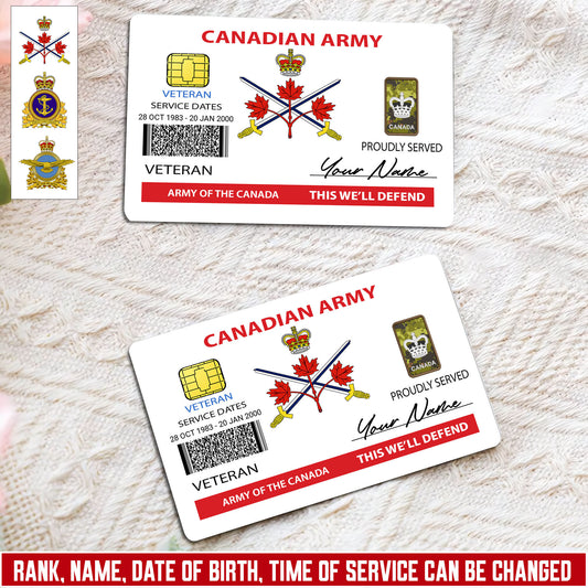 Personalized Canada Soldier/ Veteran With Rank, Name And Year Aluminum Wallet Card - 17472672