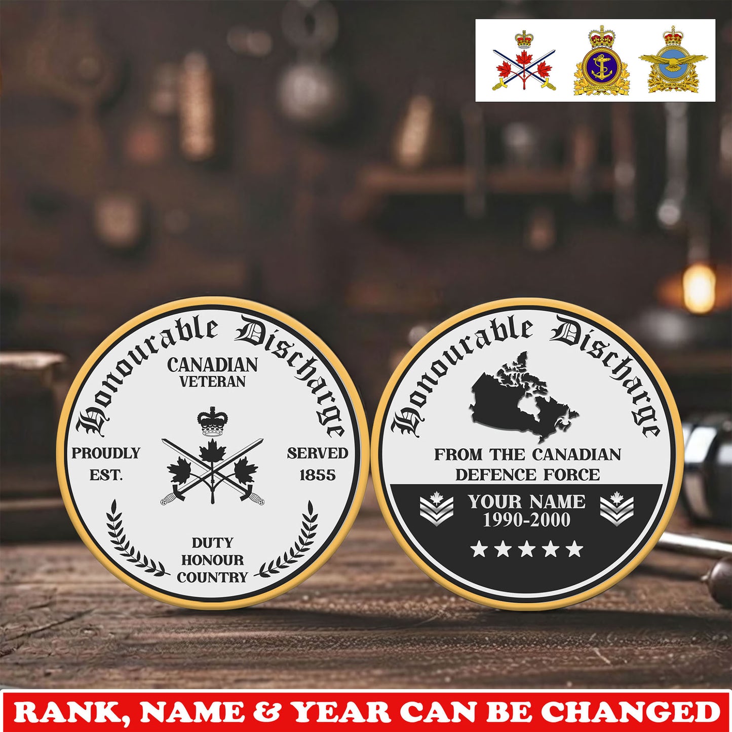Personalized Canada Veteran/ Soldier With Rank,  Name And Year Challenge Coin - 17743968