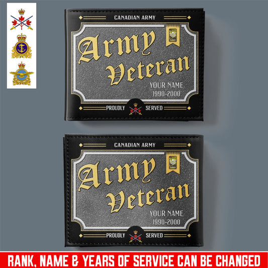 Personalized Canada Soldier/ Veteran With Rank, Year And Name Leather Wallet - 17685216
