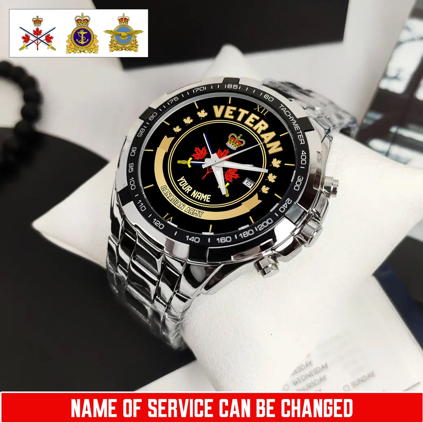 Personalized Name Canada Soldier/Veterans Men Quartz Wristwatch - 17683488