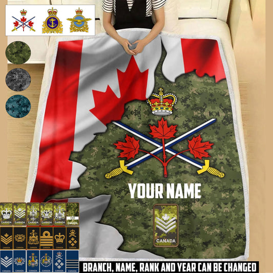 Personalized Canada Soldier/ Veteran With Rank And  Name Fleece Blanket 3D Printed - 17607456