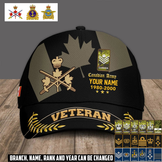 Personalized Name Year & Rank Canada Soldier/Veterans Baseball Cap - 1759968004
