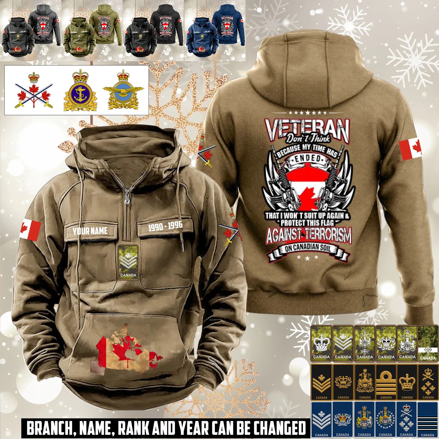 Personalized Canada Soldier/Veteran Vintage Hoodie All Over Printed - 1760572801