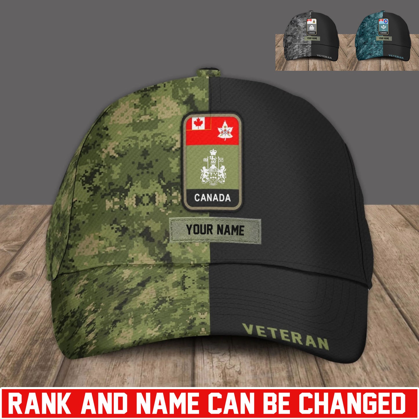 Personalized Rank And Name Canada Soldier/Veterans Baseball Cap - 17734464