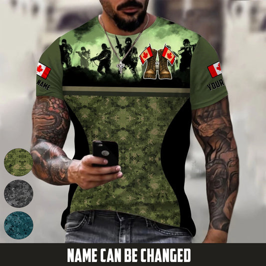Personalized Canada Soldier/Veteran Camo with Name T-Shirt All Over Printed - 17664480