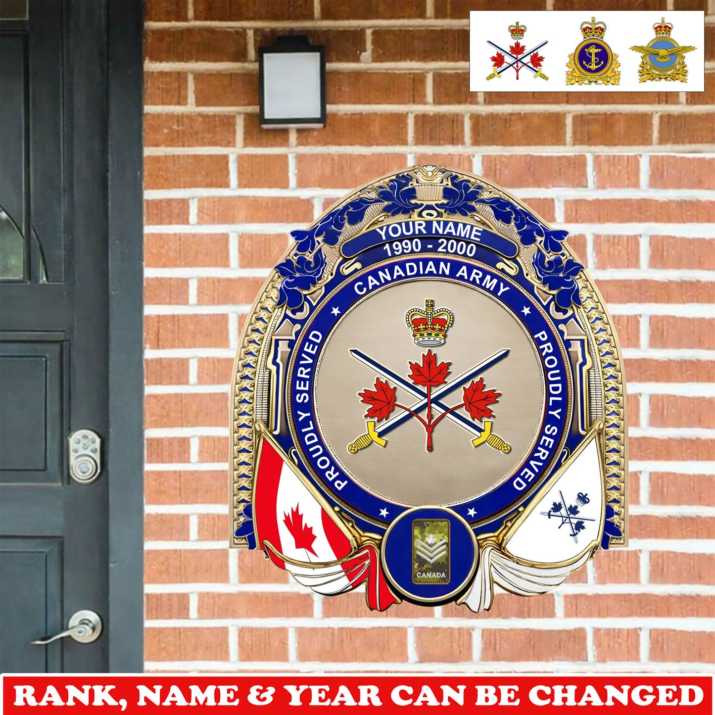 Personalized Rank, Name And Year Canada Soldier/Veterans Wooden Sign - 17736192
