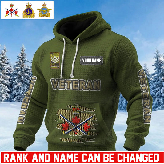 Personalized Canada Soldier/ Veteran With Rank And Name 3D Waffle Hoodie - 17694720