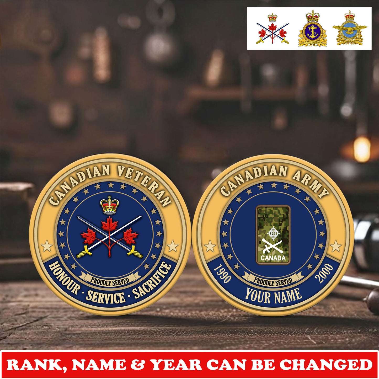 Personalized Canada Veteran/ Soldier With Rank, Name And Year Challenge Coin - 17729280