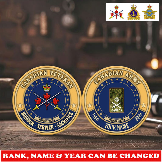 Personalized Canada Veteran/ Soldier With Rank, Name And Year Challenge Coin - 17729280