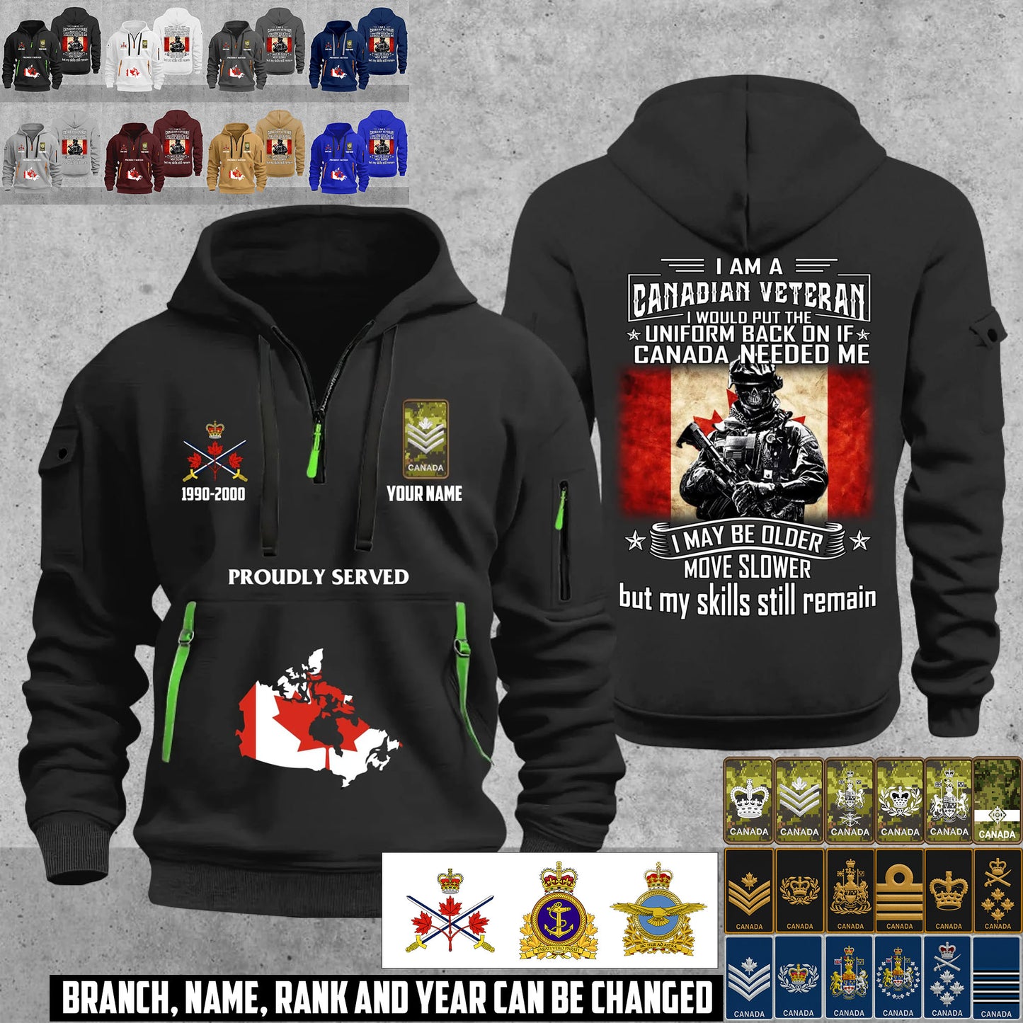 Personalized Canada Soldier/ Veteran With Name, Year And Rank Zip Hoodie Multicolor - 17667936
