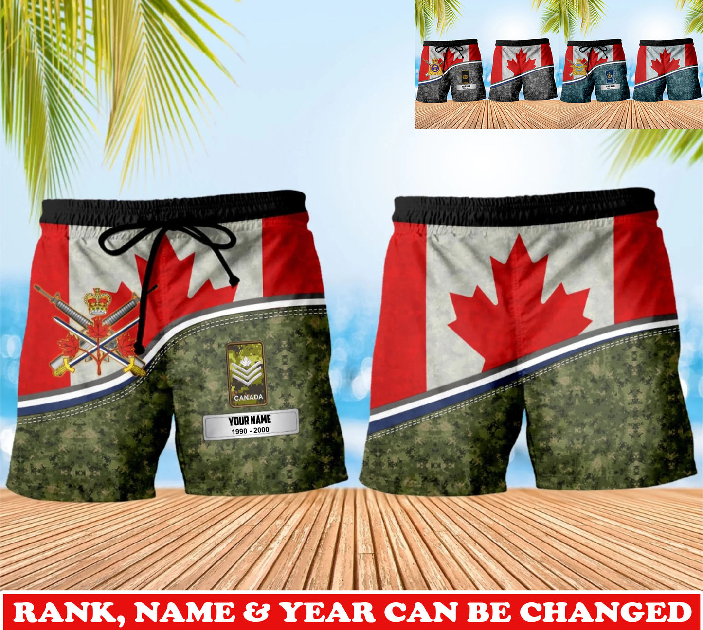 Personalized Canada Soldier/Veteran Camo with Rank, Name & Year Short All Over Printed - 17740512